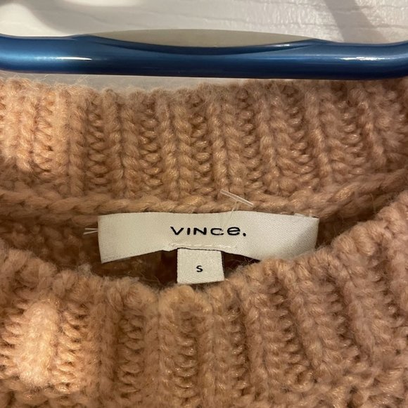 NWOT Vince Cable Knit Sweater Mohair Wool Blend Rose Sweater SMALL - Picture 2 of 4